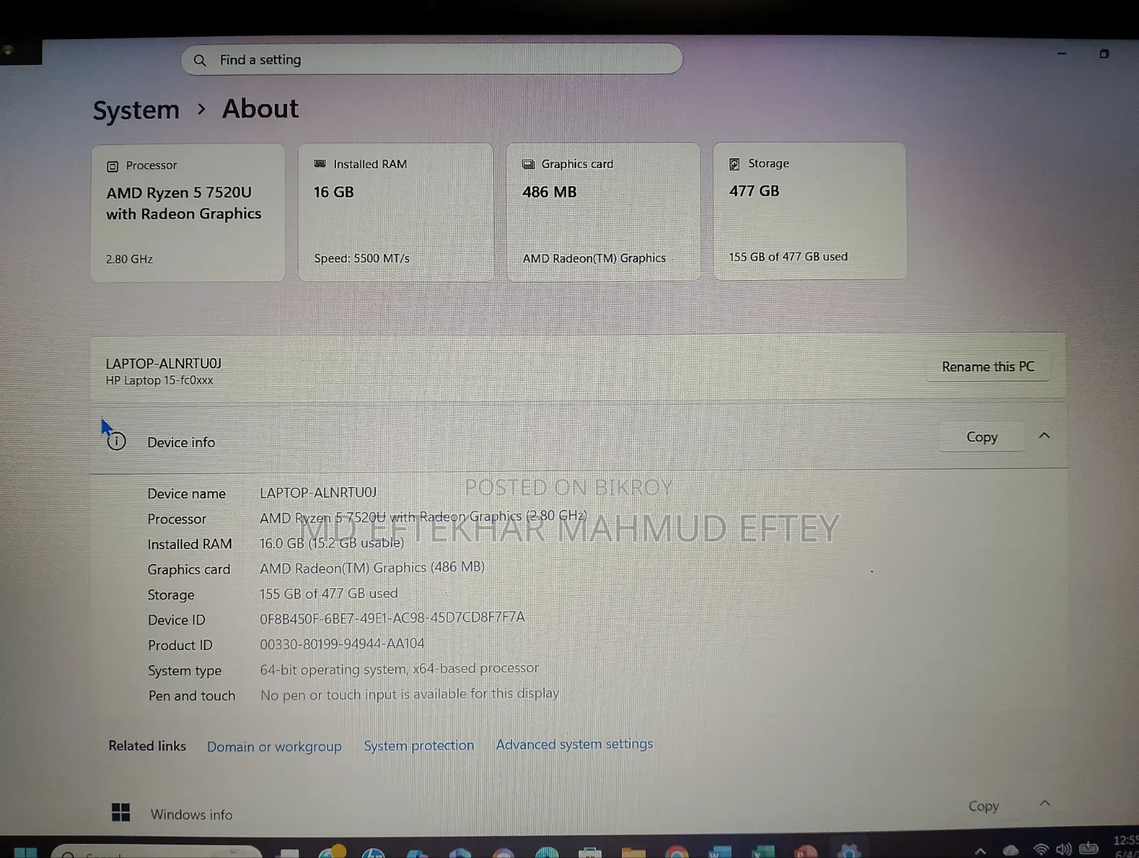 New Laptop HP 16GB AMD Ryzen 5 HDD+SSD 512GB