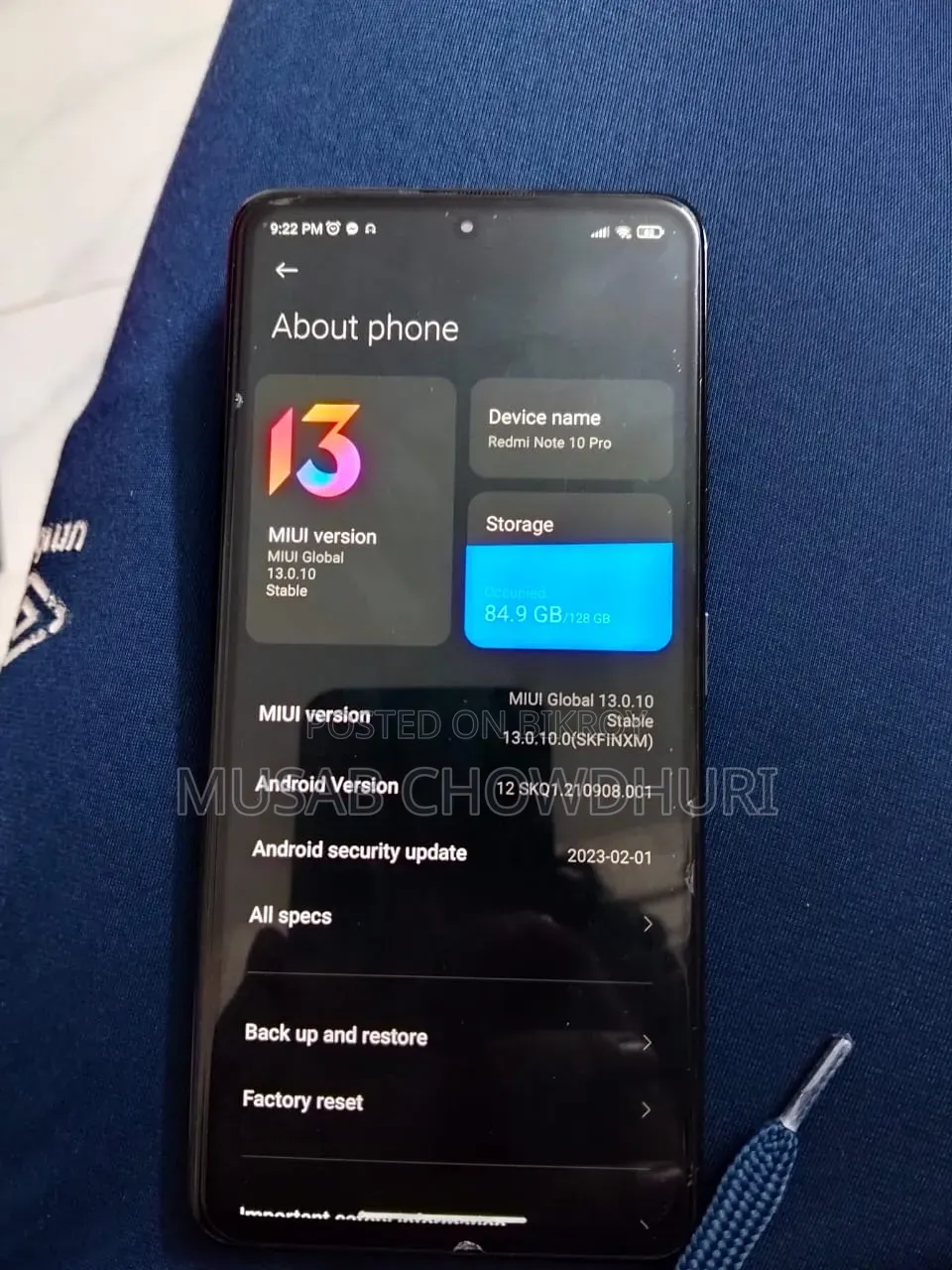 Xiaomi Redmi Note 10 Pro Max ১২৮ জিবি ব্ল্যাক