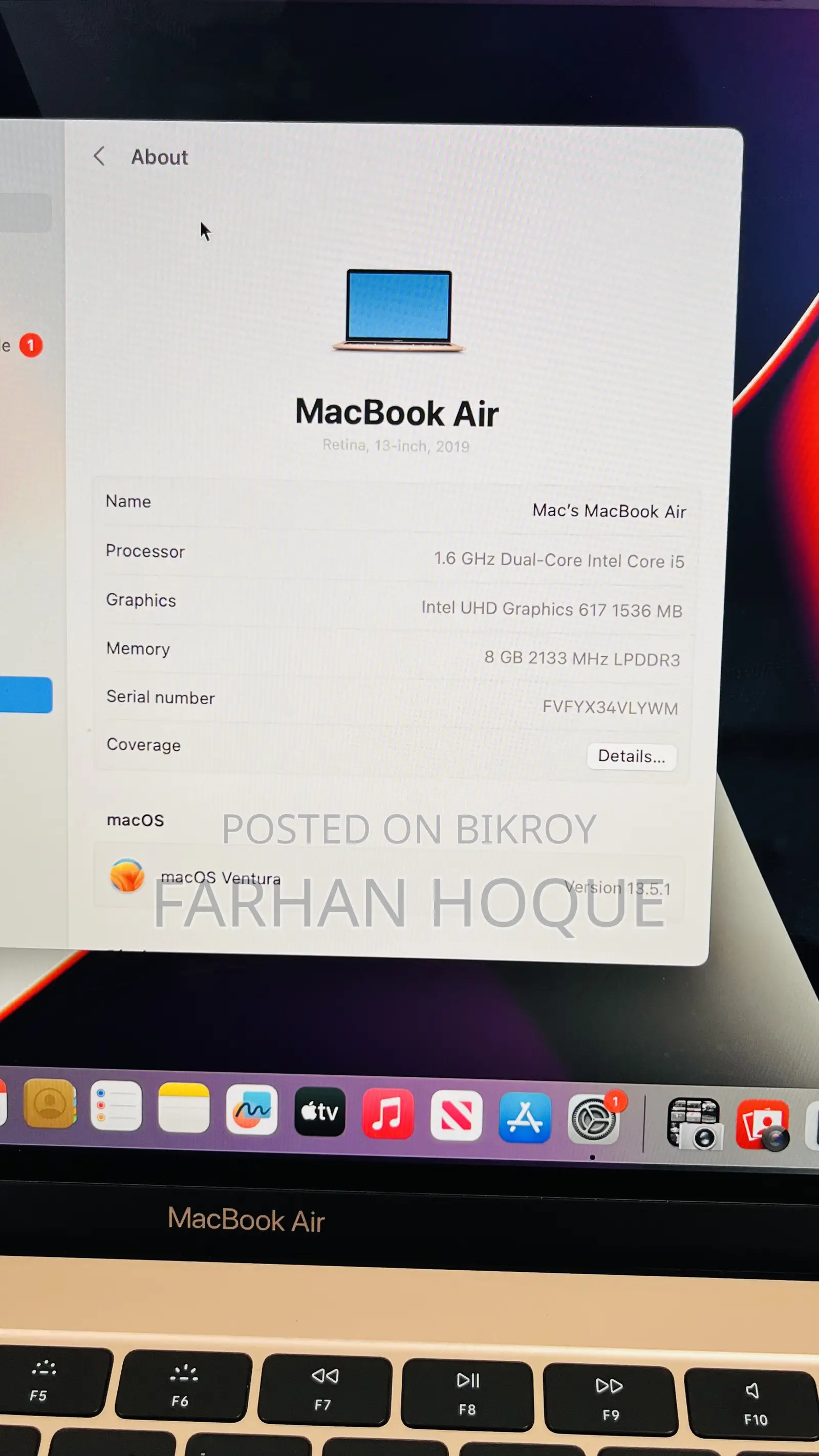 New Laptop Apple MacBook Air 2019 8GB Intel Core I5 SSD 512GB