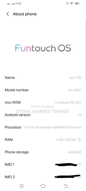 Vivo Y20 64 GB Black
