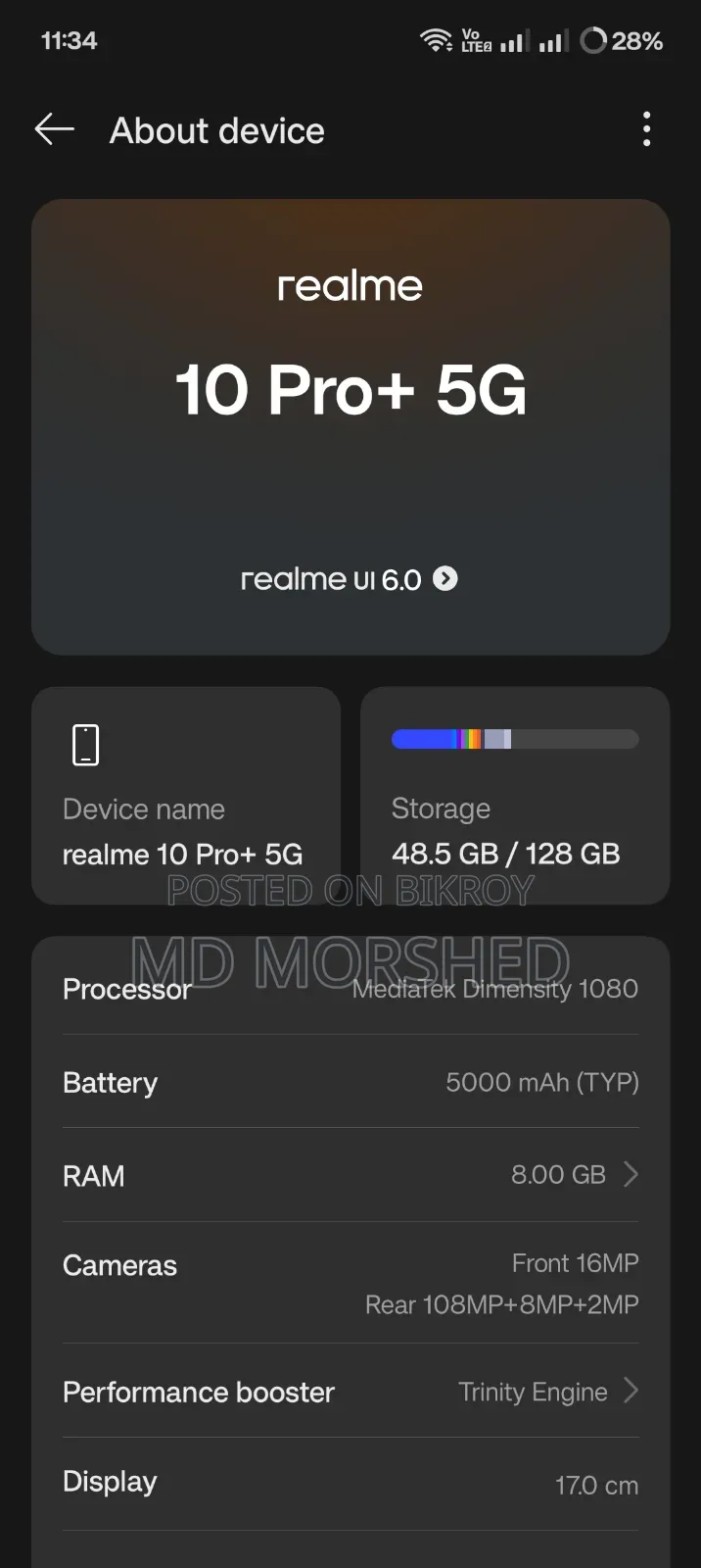 Realme 10 Pro+ 128 GB Blue