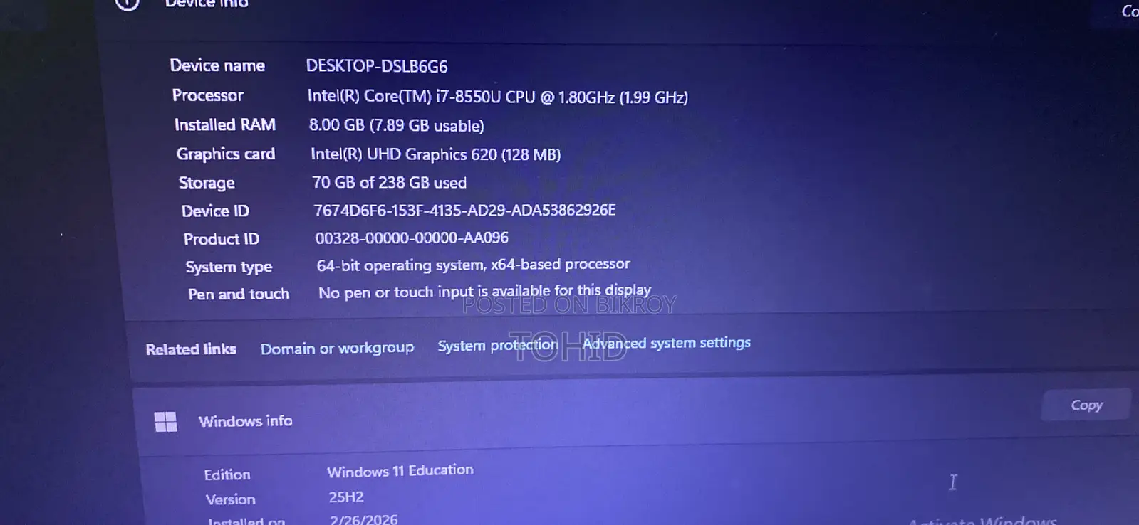 Laptop Lenovo ThinkPad T480 8GB Intel Core I7 SSD 256GB