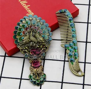 Metallic Makeup Mirror Comb Set Of 2 Crafts Ornaments-1 Set