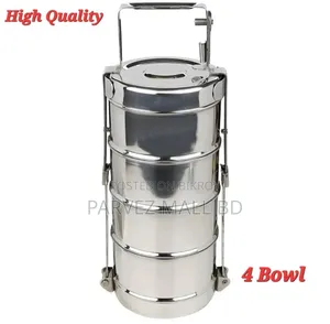 High Quality Stainless Steel Tiffin Carrier 4 Bowls-1 Piece
