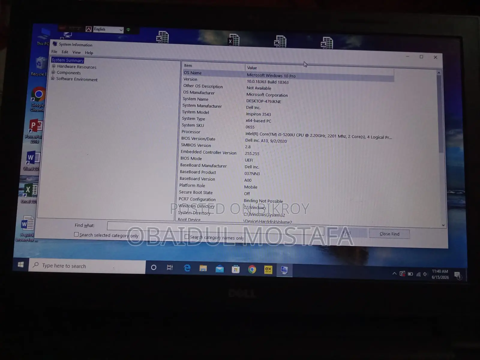 নতুন ল্যাপটপ Dell Inspiron 15 8GB Intel Core i5 SSD 128GB