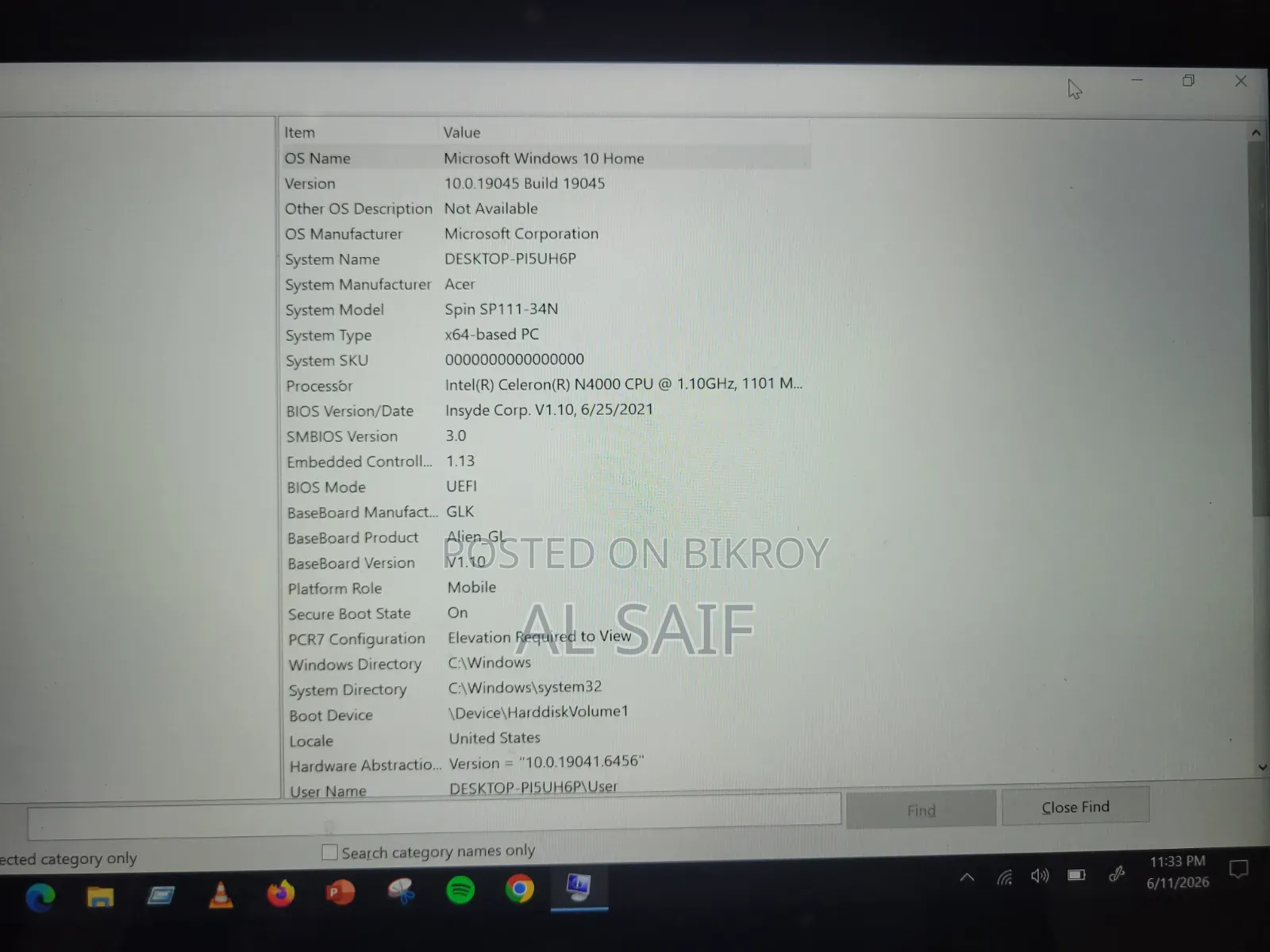 Laptop Acer Spin 1 4GB SSD 128GB