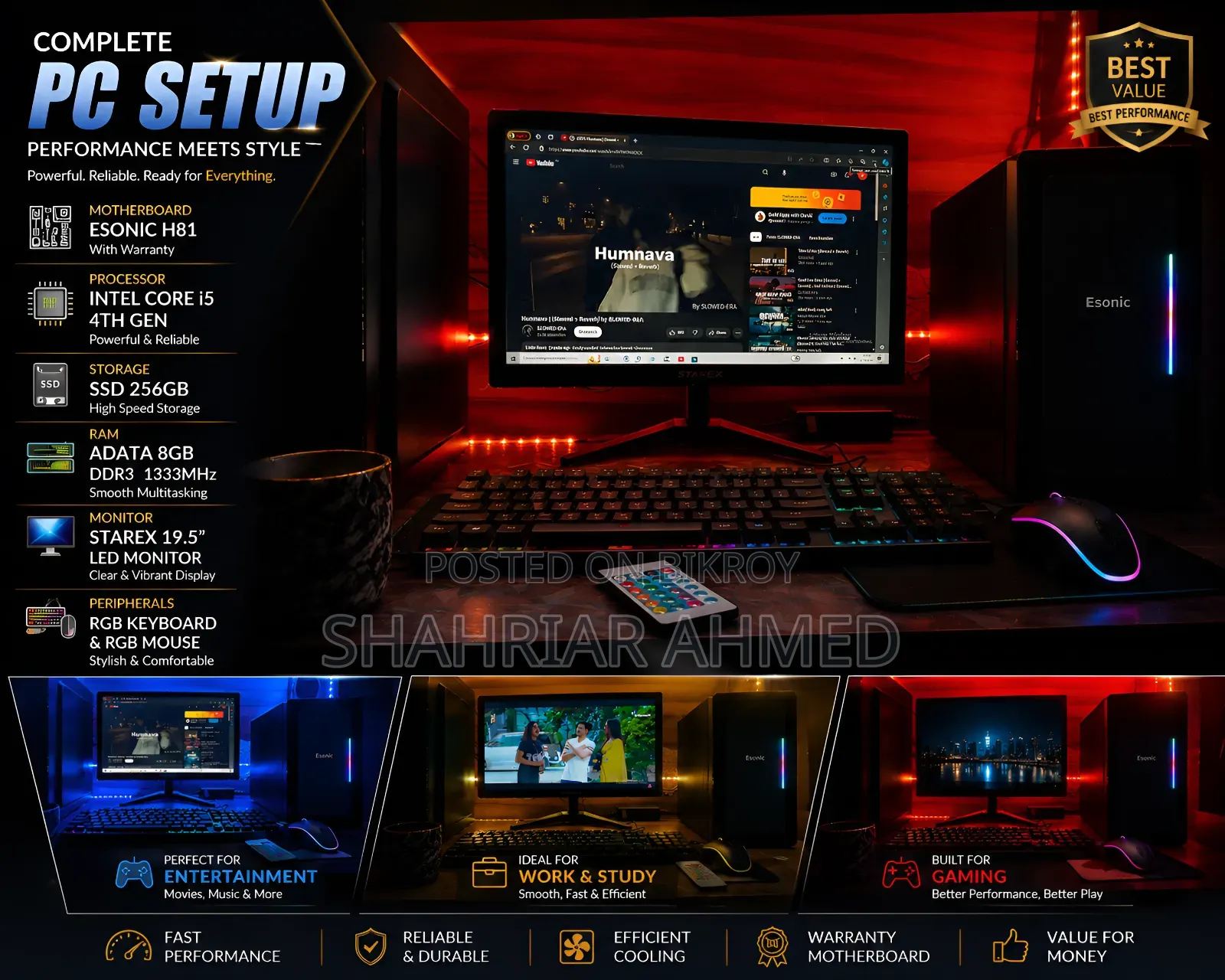 Desktop Computer 8GB Intel Core i5 SSD 256GB