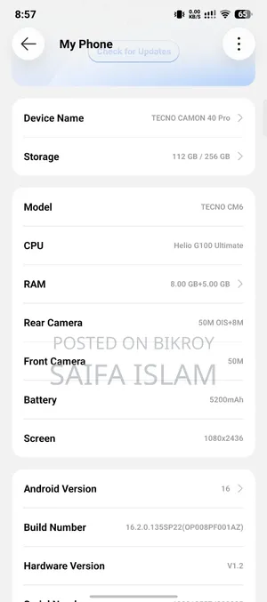 Tecno Camon 40 Pro 4G 256 GB Black
