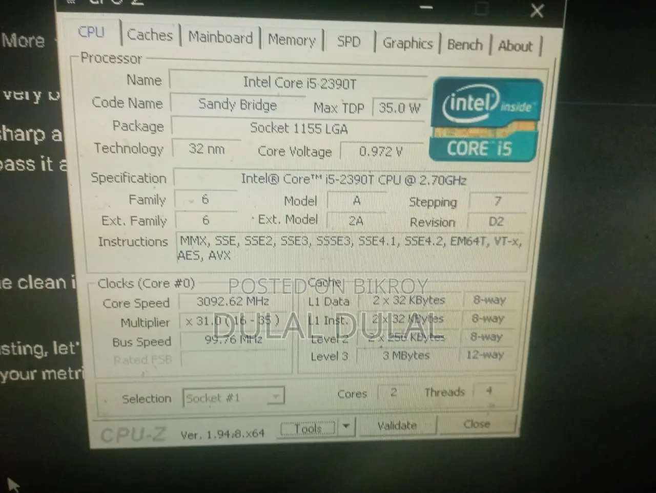 Intel I5 2390t (Low Powered 2nd Generation Processor)