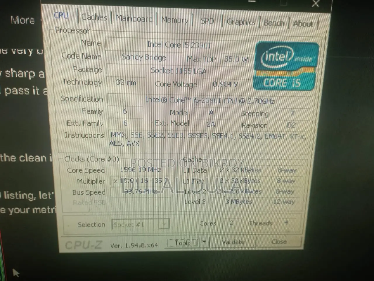 Intel I5 2390t (Low Powered 2nd Generation Processor)