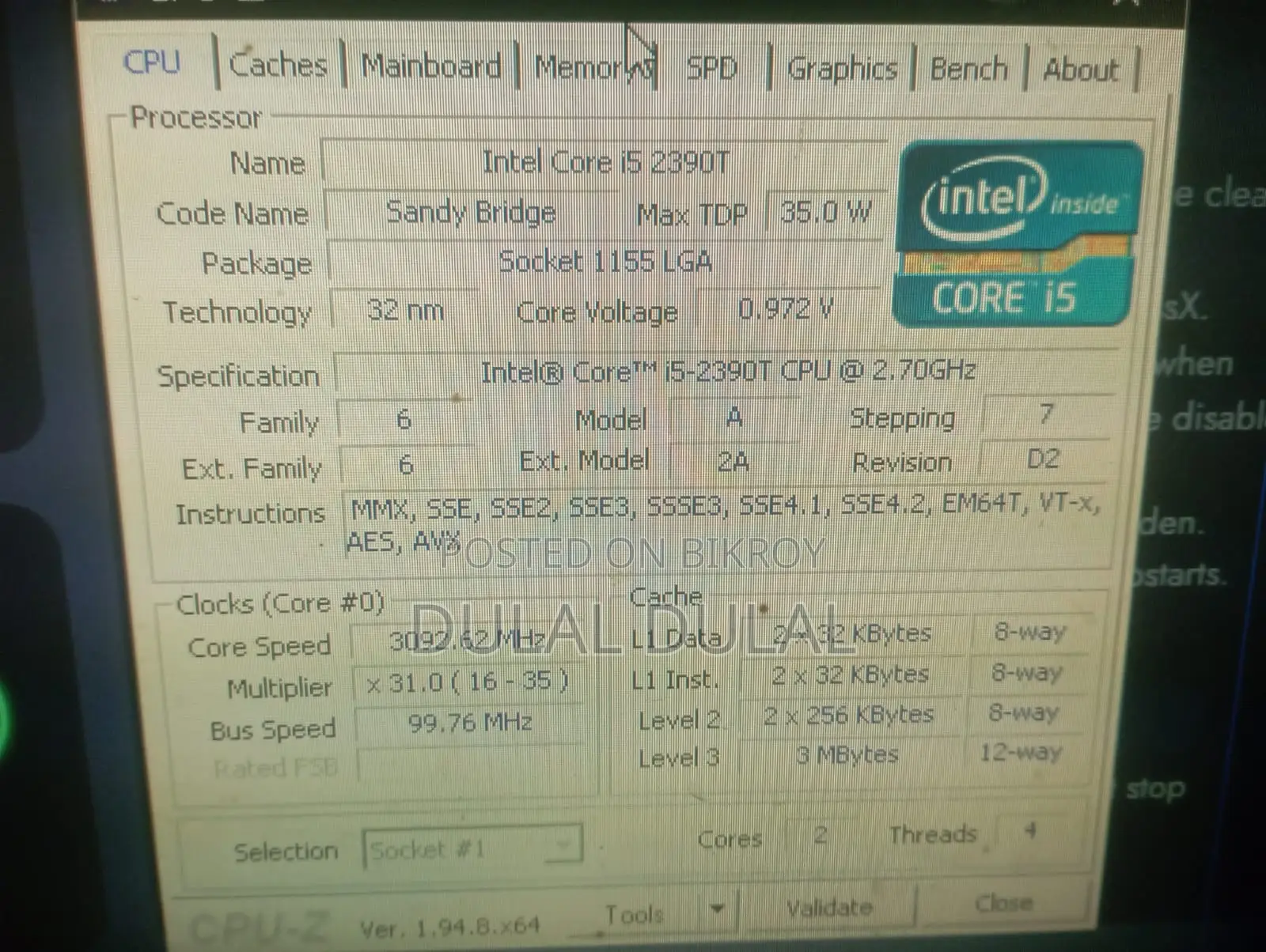 Intel I5 2390t (Low Powered 2nd Generation Processor)