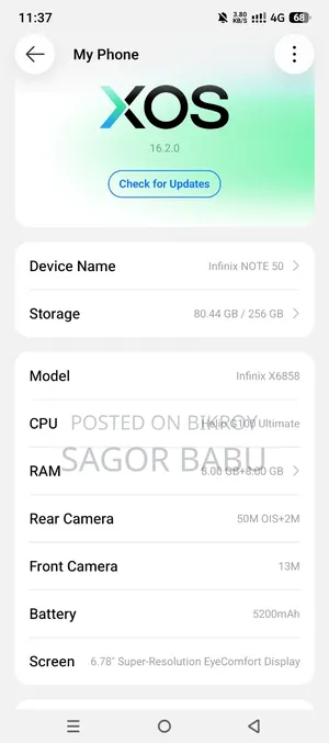 Infinix Note 50 4G 256 GB Black