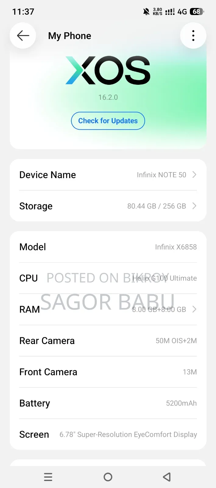 Infinix Note 50 4G 256 GB Black