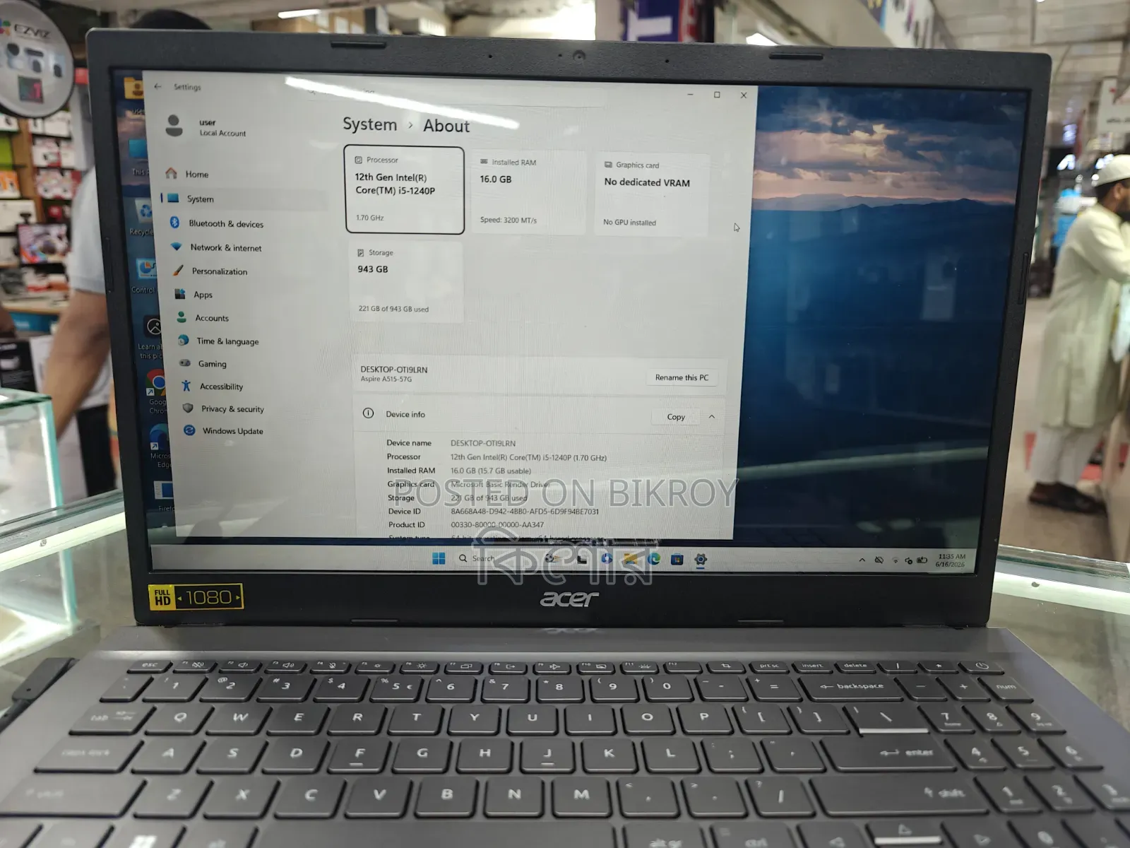 Laptop Acer Aspire 5 16GB Intel Core I5 SSD 1T