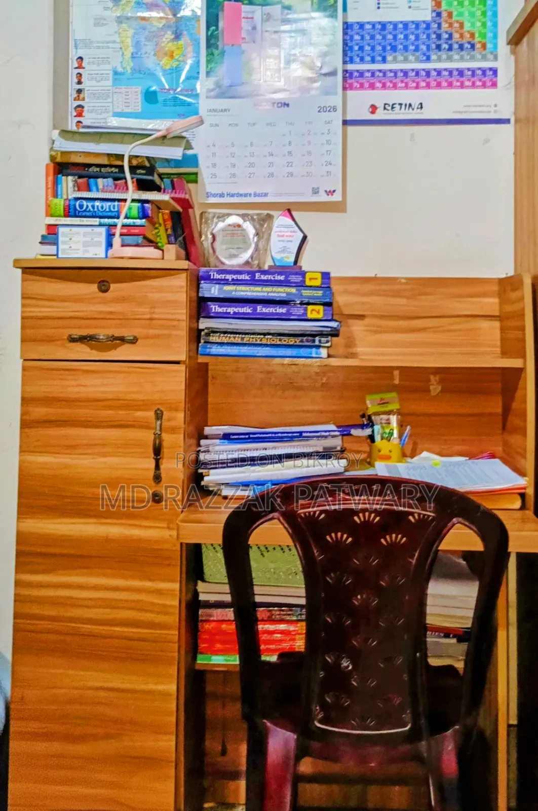 Sofa 1 set, Bed 2, Study table 2, Showcase 1, Almirah 1, Fridge 1.