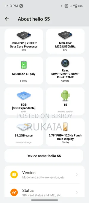 Helio 55 128 GB White