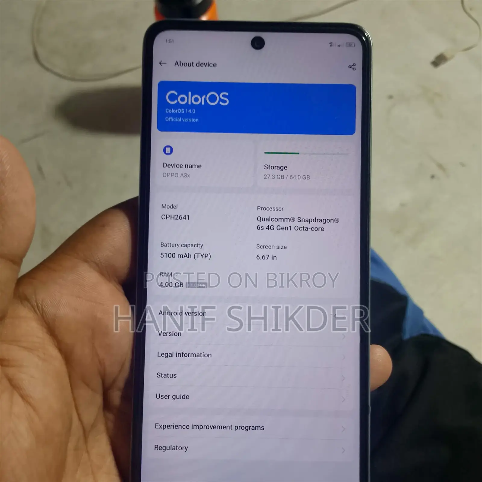 Oppo A3X 4G 128 GB Silver