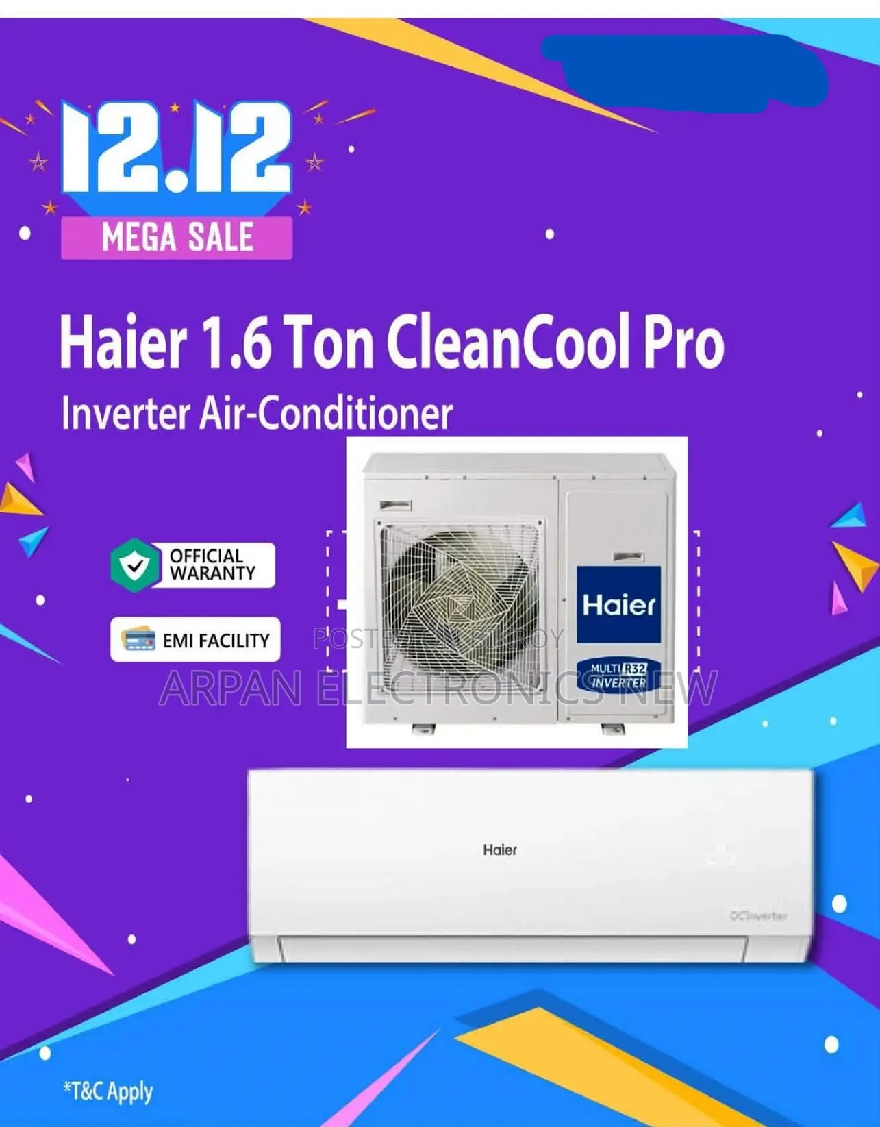 Unique Gravity Design Haier 1.6 Ton Cleancool Inverter AC