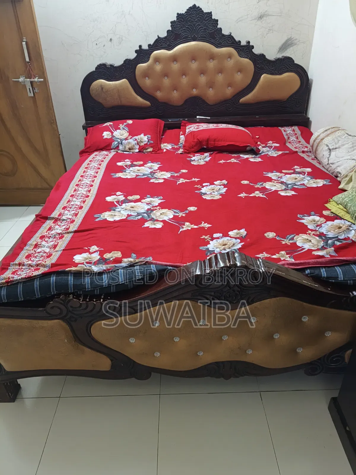 Bed and wardrobe for sale.