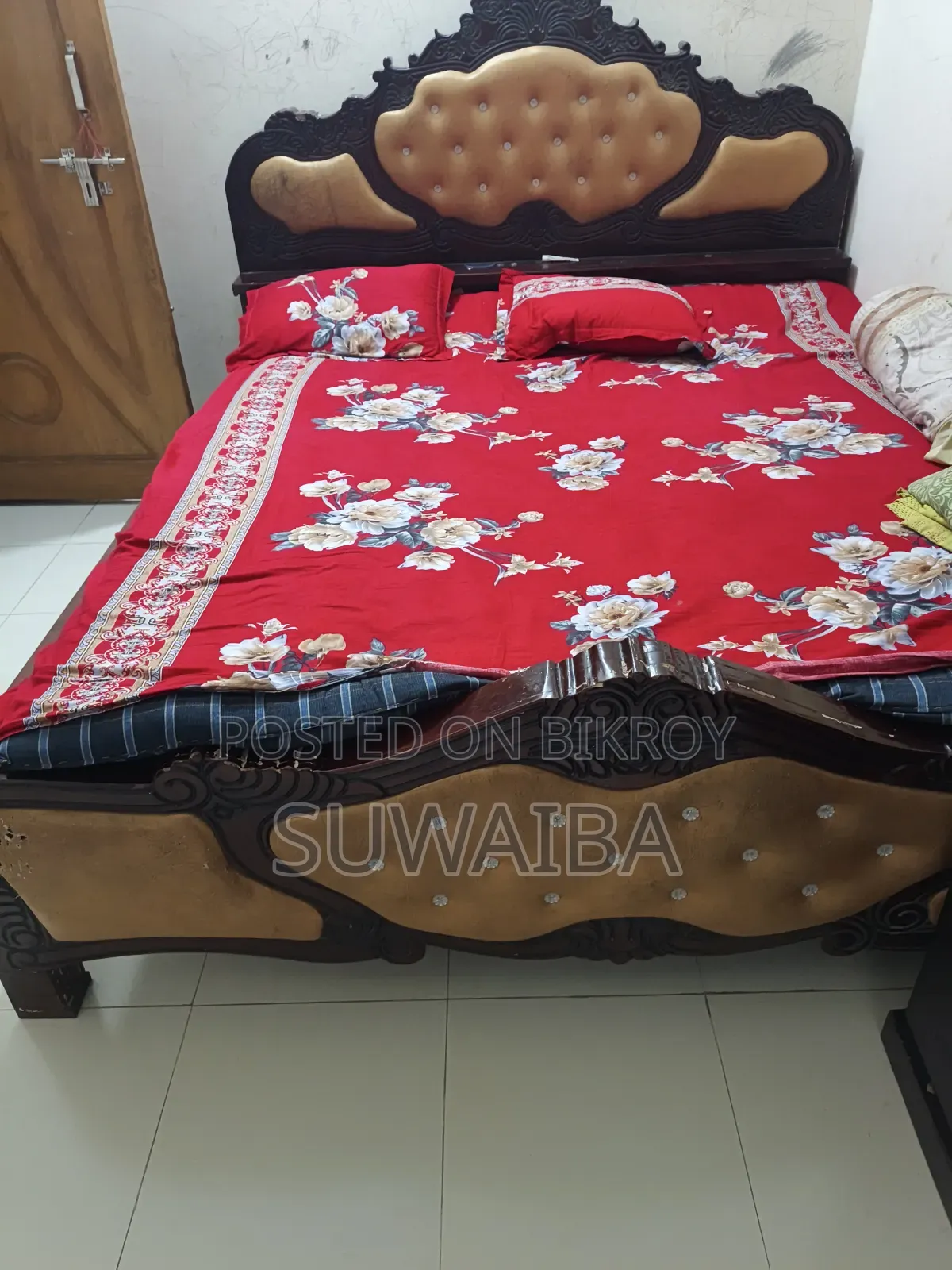 Bed and wardrobe for sale.