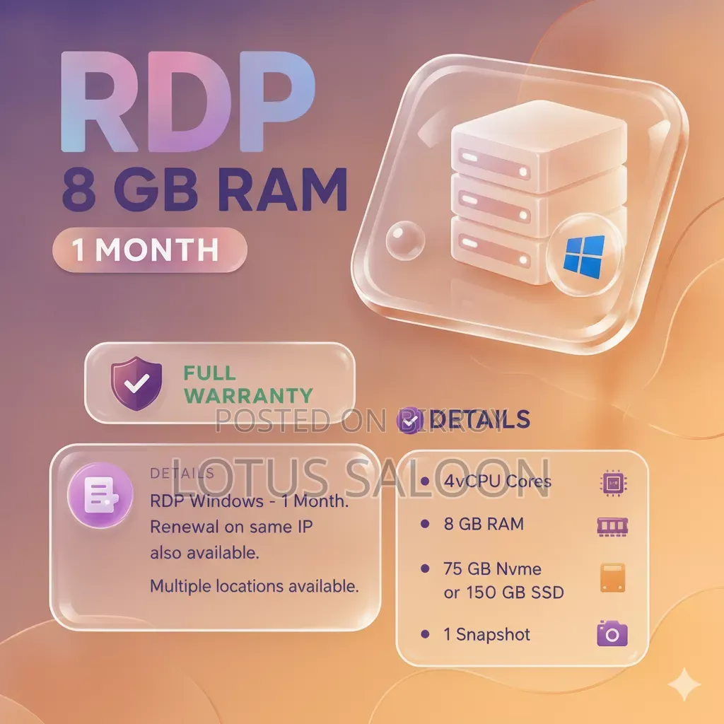 RDP 8GB RAM - 1 Month