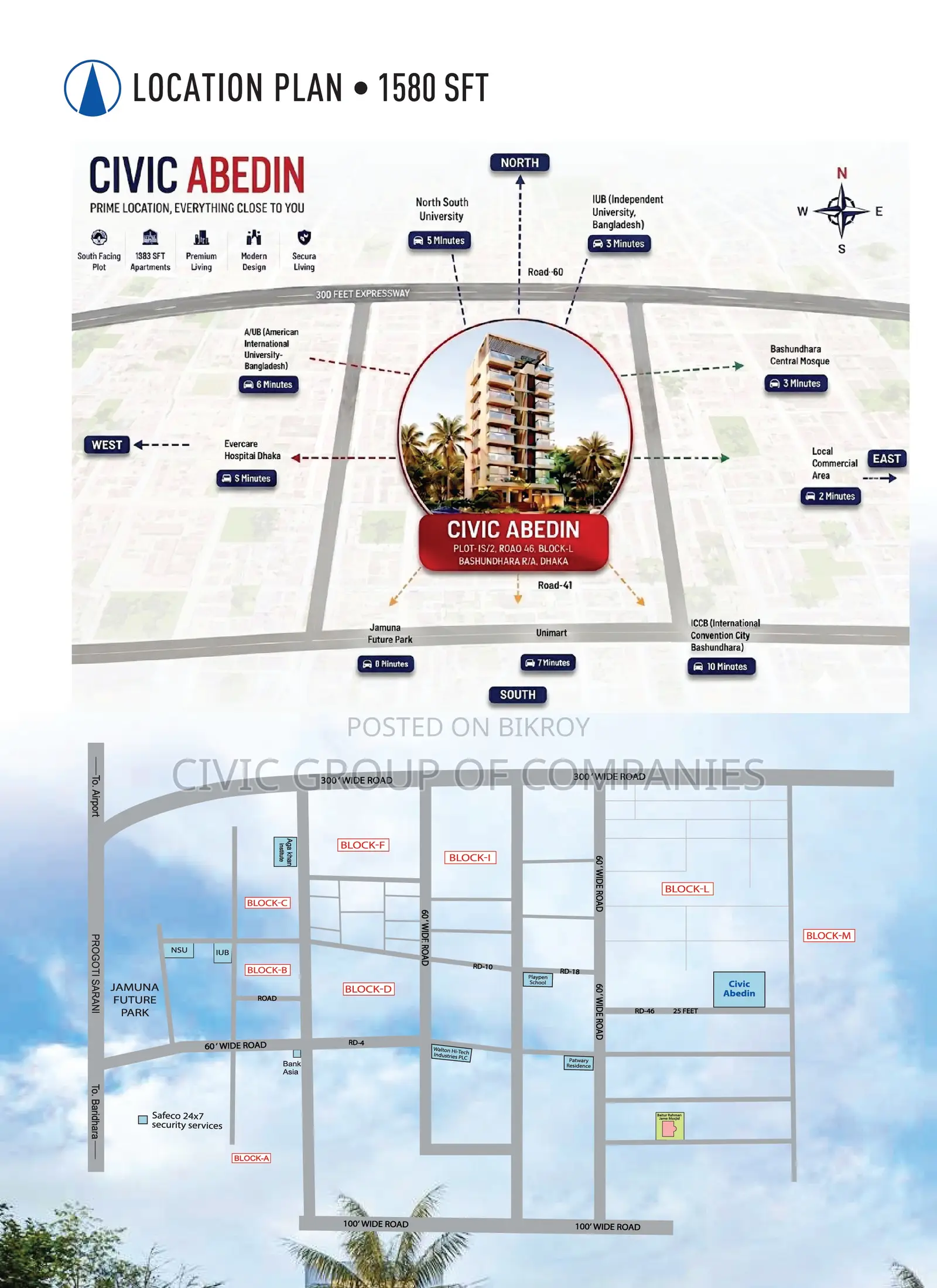 Furnished 3-bedroom Apartment in Dhaka, Bashundhara for sale