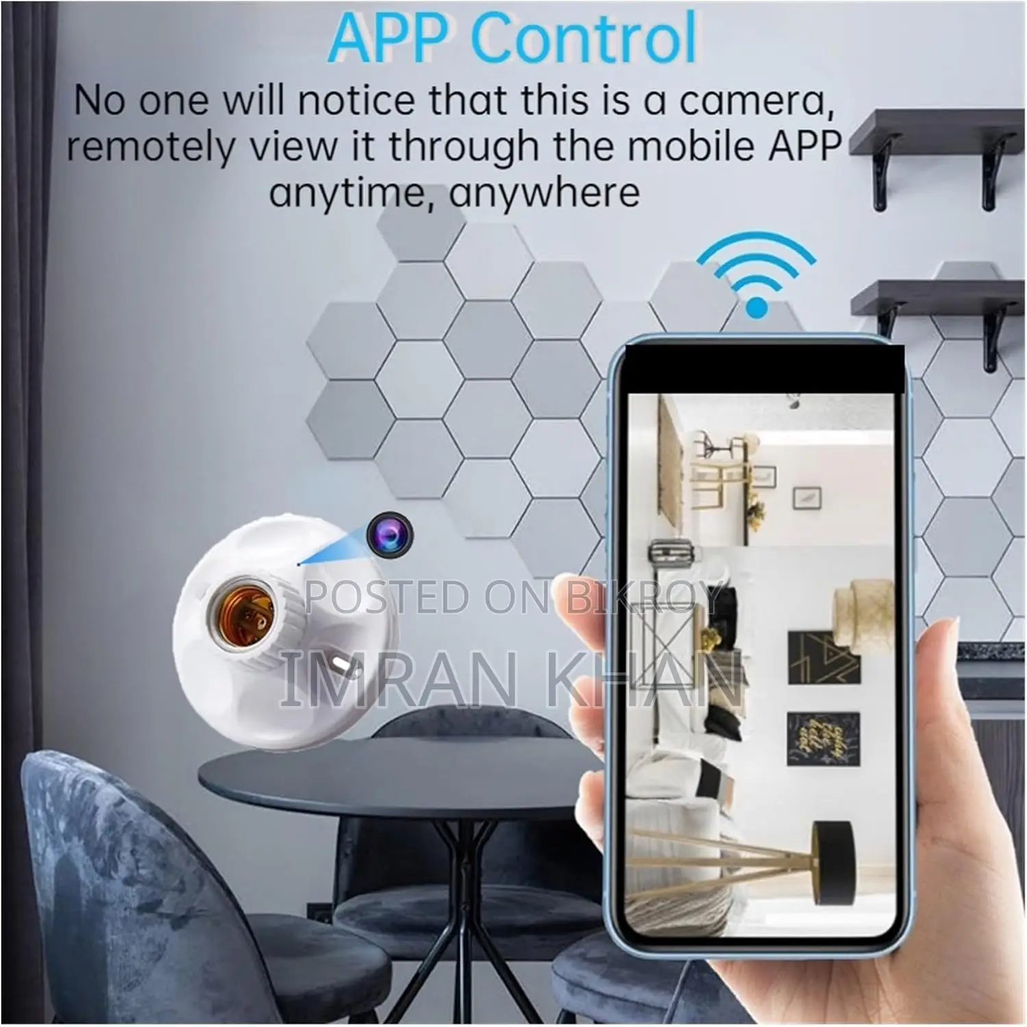 HD Bulb Socket Base Wireless IP Camera Lamp Holder Security Lens Spycam