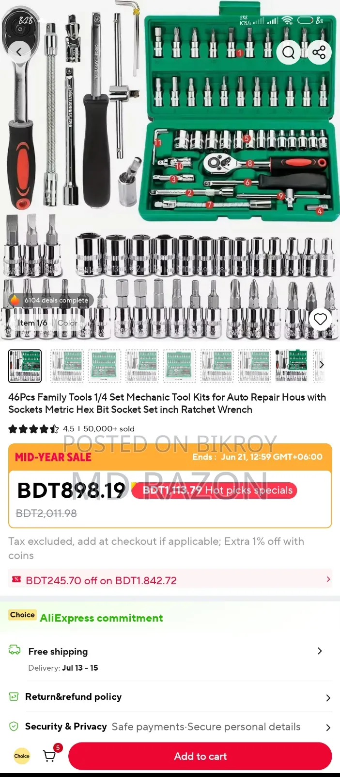 46 PCS Socket Wrench Set