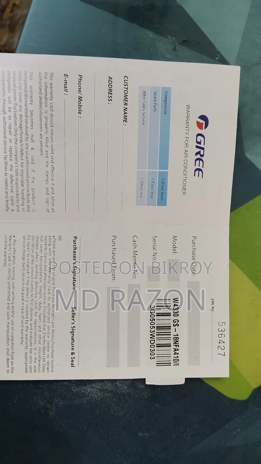 Gree 1.5 Non Inverter Ac
