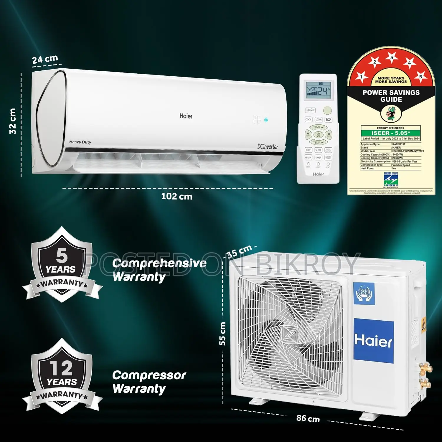 Haier Hsu-24clean Cool 2.0 Ton Inverter Ac