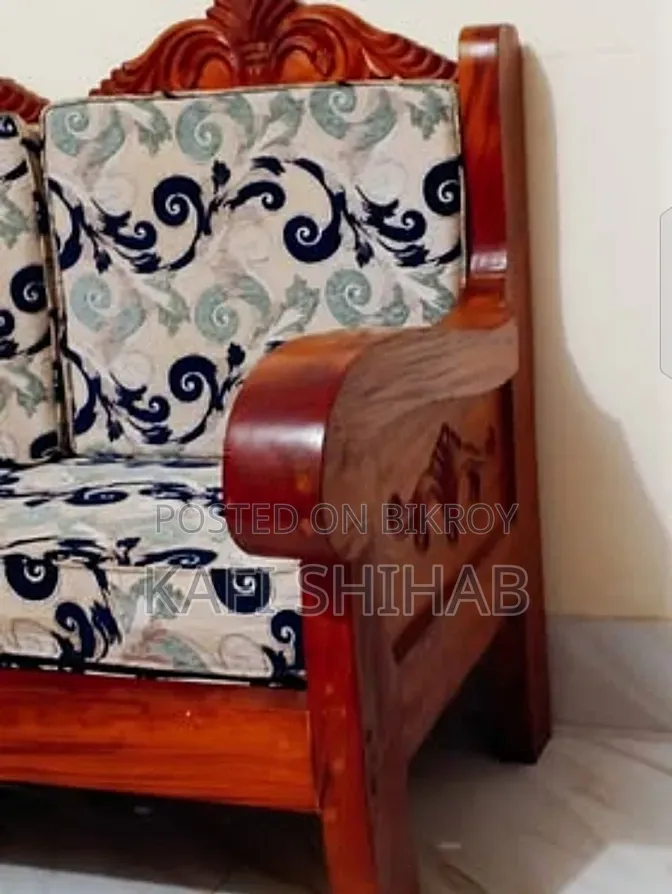 Mahogany Wood Sofa 2-Seater Set
