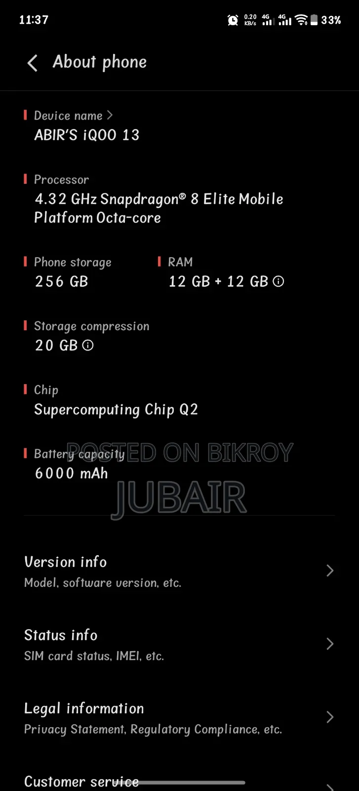 iQOO 13 256 GB Gray
