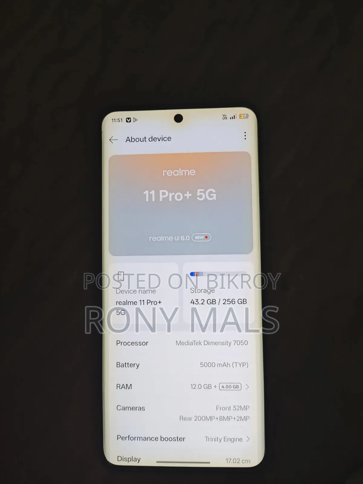 Realme 11 Pro+ 256 GB Black