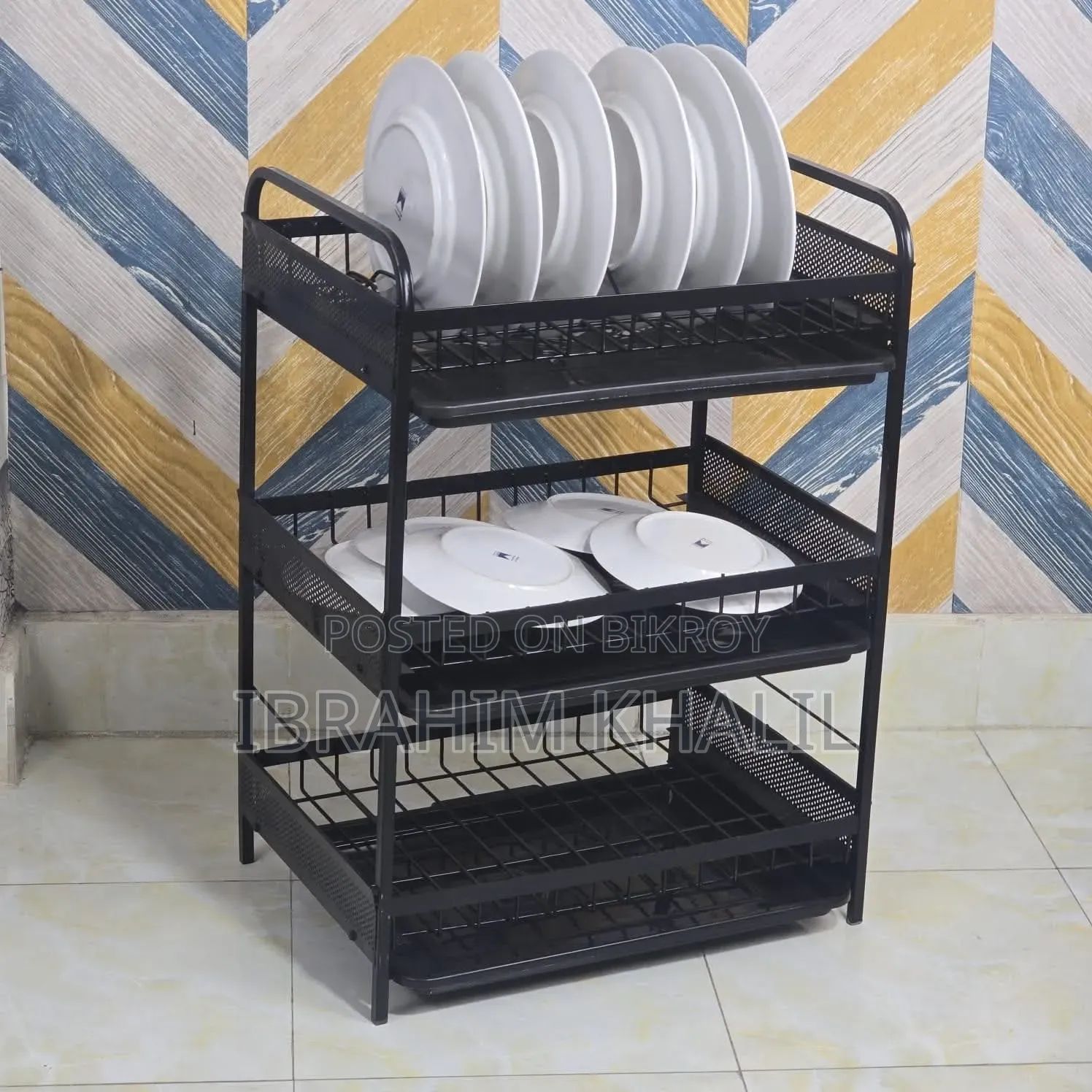 3-Layer Dish Drainer Rack (Metal Dish Rack)