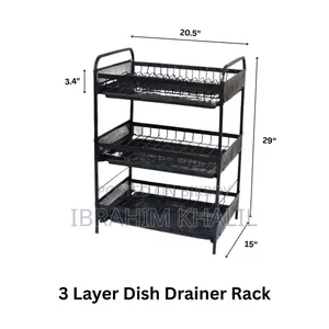 3-Layer Dish Drainer Rack (Metal Dish Rack)