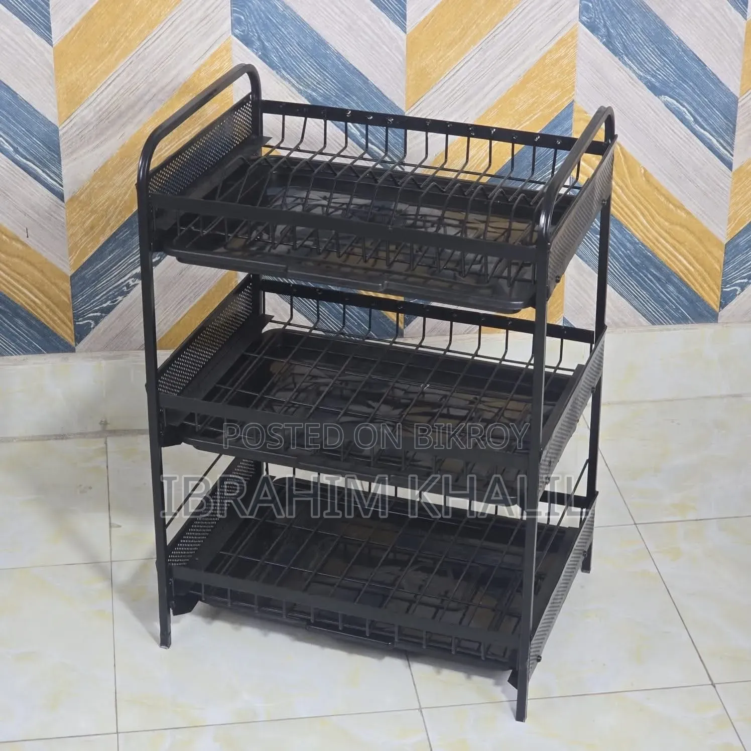 3-Layer Dish Drainer Rack (Metal Dish Rack)