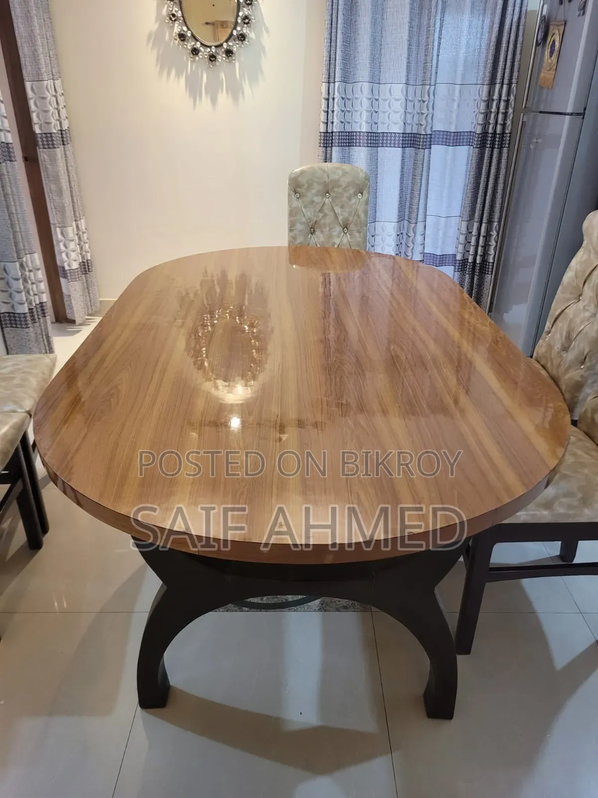 6-Seater Mahogany Wood Dining Table Set | Partex Top