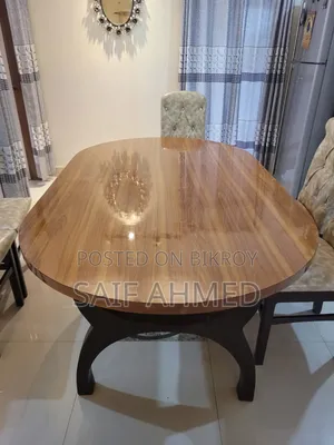 6-Seater Mahogany Wood Dining Table Set | Partex Top