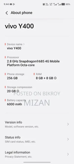 Vivo Y400 4G 256 GB Green