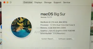 Laptop Apple MacBook Air 2013 4GB Intel Core I5 HDD 128GB