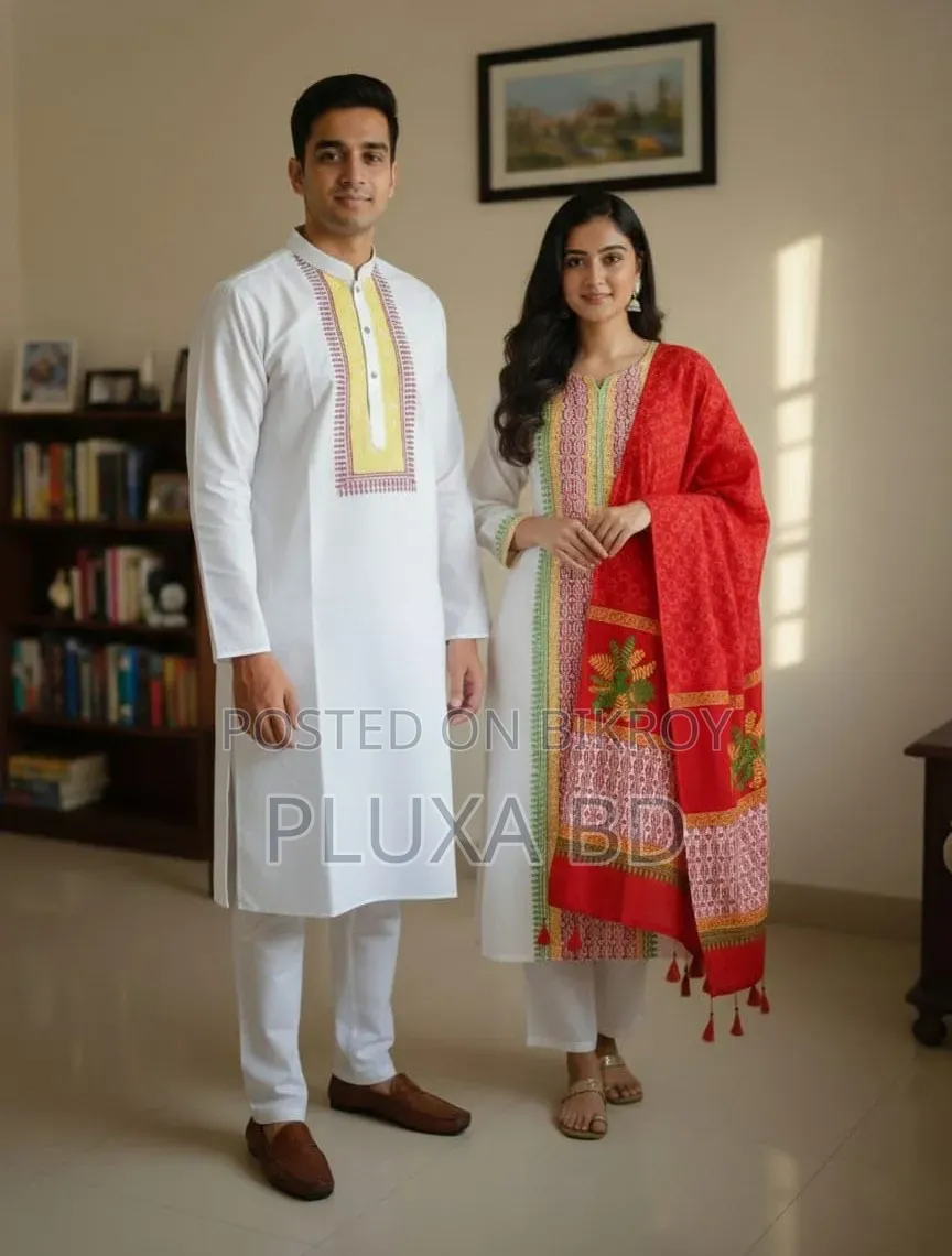 Panjabi Three Piece Couple Set