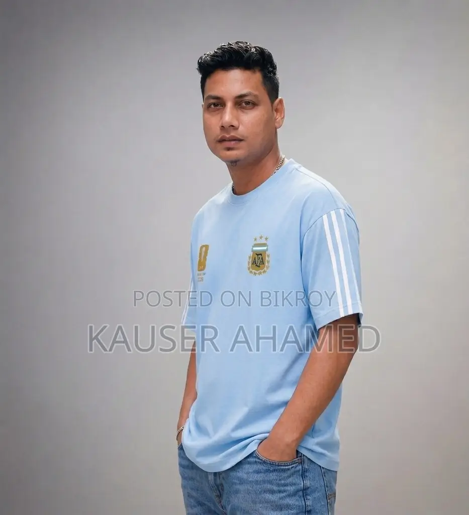 Premium Argentina Fan Edition Drop Shoulder Sky Color