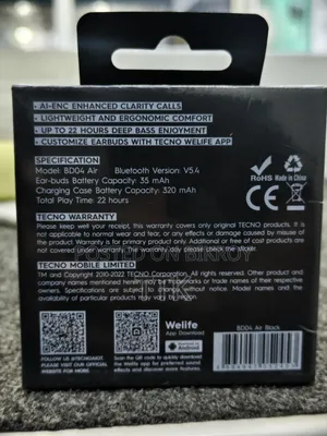 Tecno Buds 4 Air Brand New Intech
