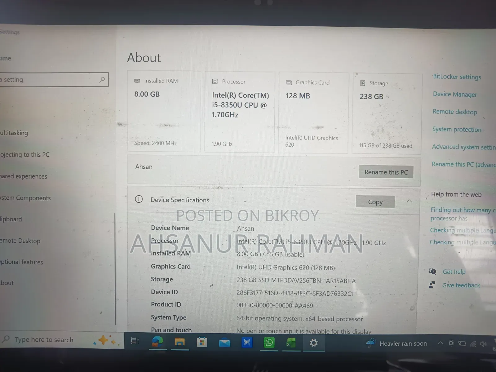 Laptop HP EliteBook 840 G5 8GB Intel Core i5 SSD 256GB