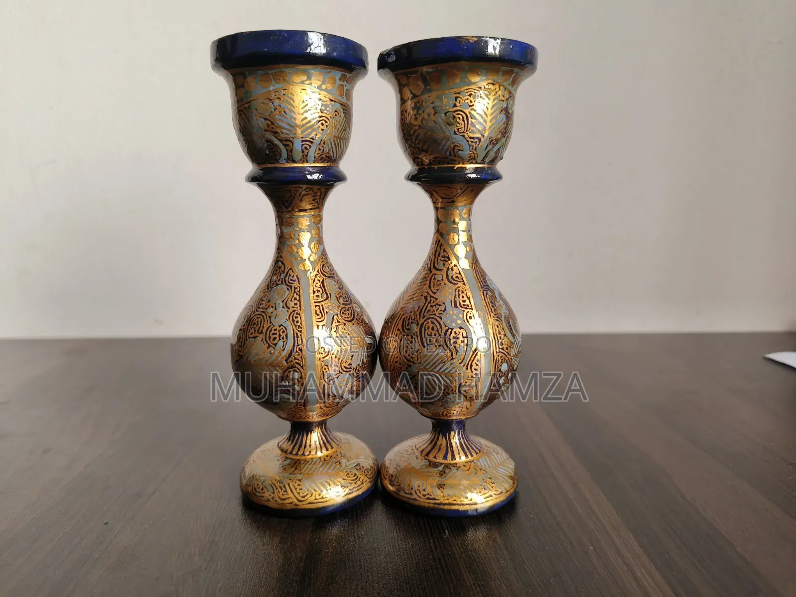 Artisan-Made Kashmiri Paper Mache Candle Holders + Coaster Set