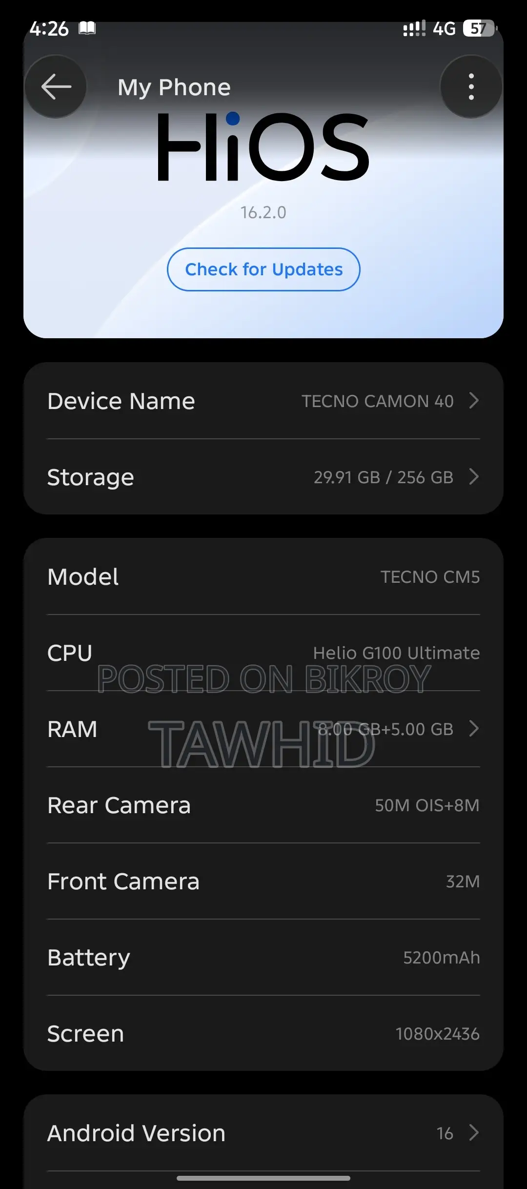 Tecno Camon 40 256 GB Gray