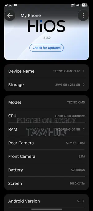 Tecno Camon 40 256 GB Gray
