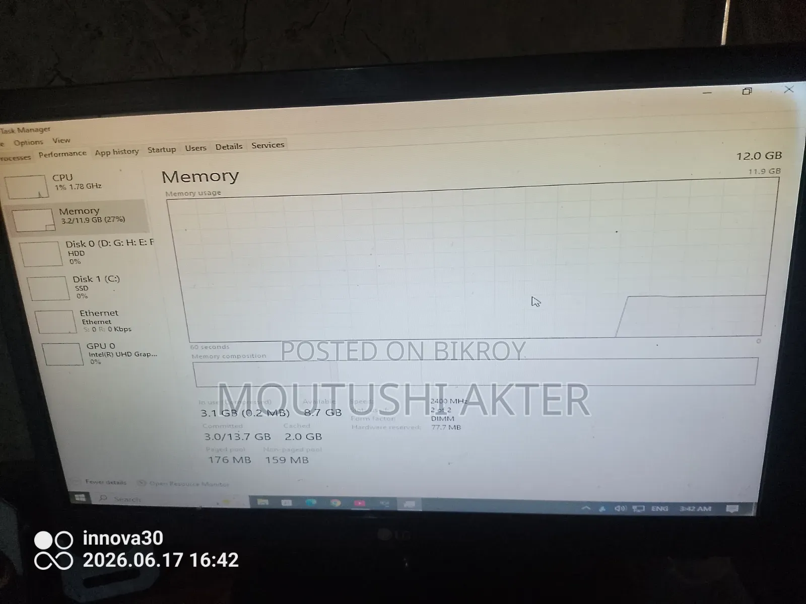 Desktop Computer 12GB Intel Core I3 SSD 500GB
