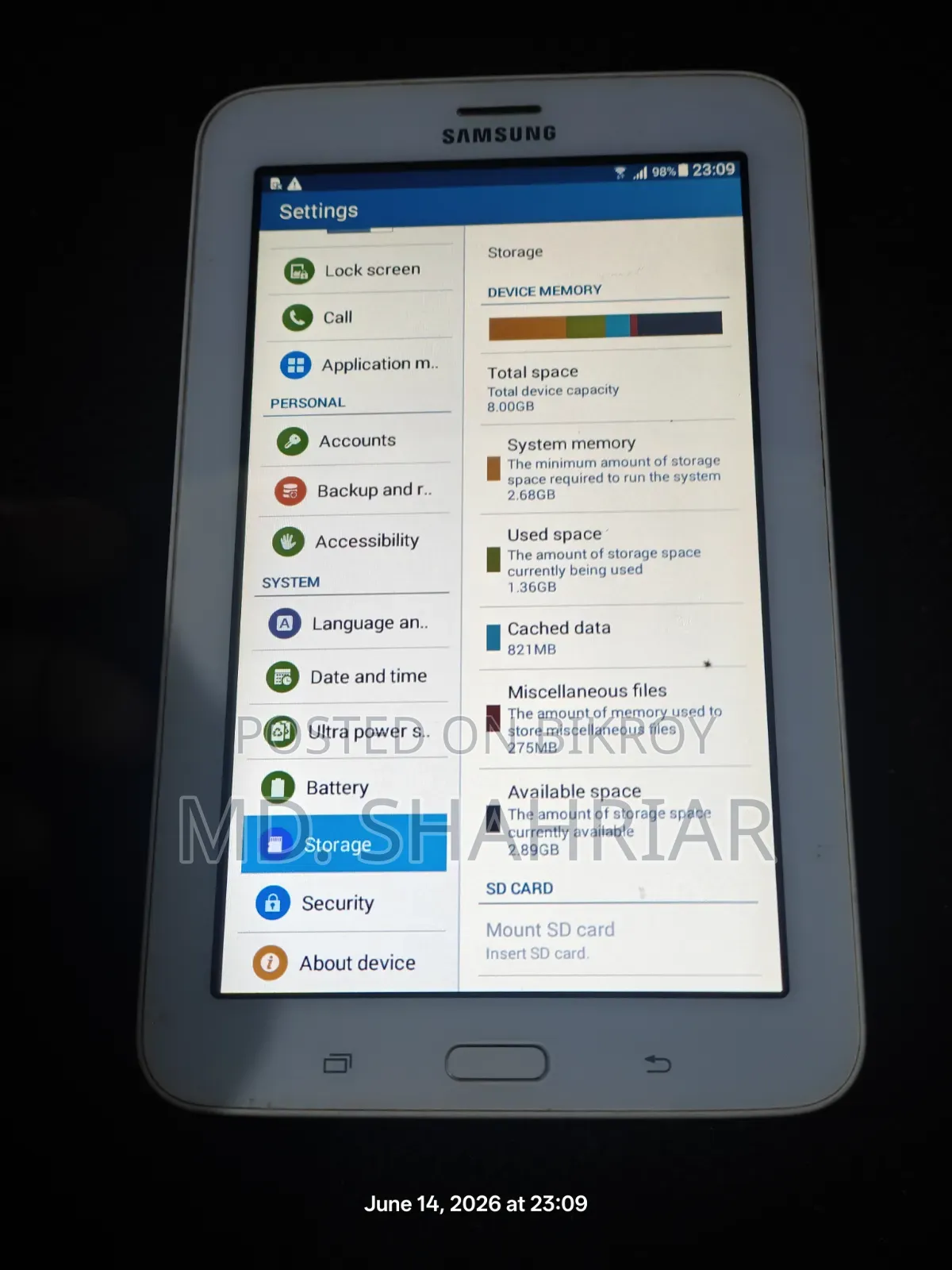 Samsung Galaxy Tab a SM-T285 8 GB White