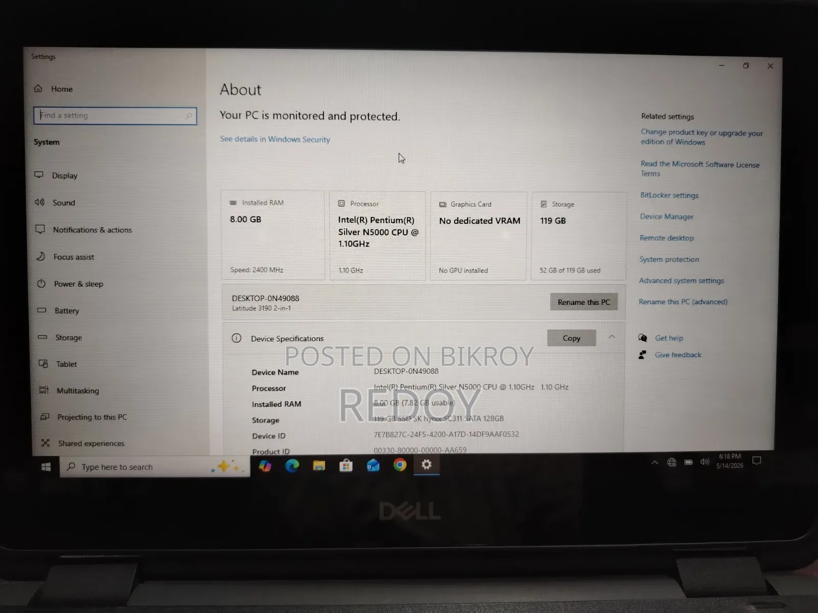 Laptop Dell Latitude 11 3190 8GB Intel Pentium SSD 128GB